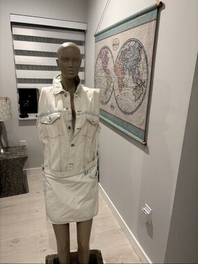 Zara Cream Denim Mini Dress